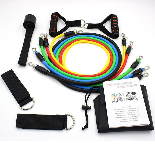 11 Pieces Tube Bands Yoga Pilates Set